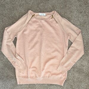 Calvin Klein Women's Pink Textured Crew Neck Sweater